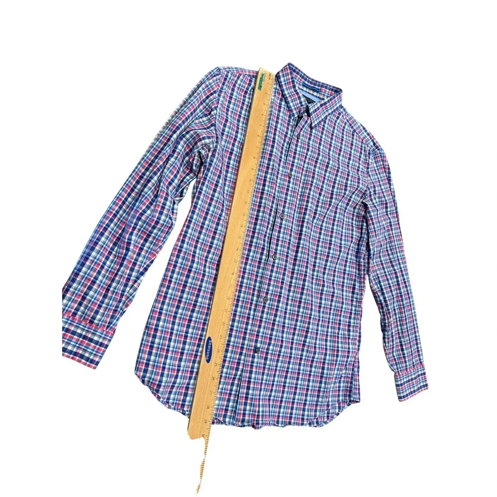 Banana Republic Mens Slim Fit Plaid‎ Button Down Shirt Blue Red White Medium